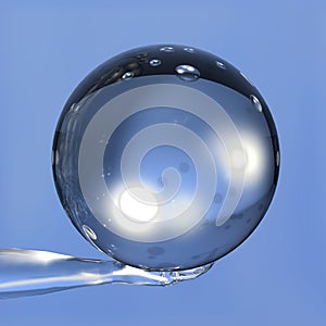 3d glassy reflecting ball and hand