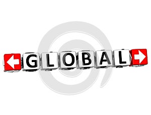 3D Global Button Click Here Block Text