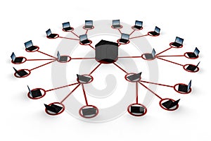 3d global network, concept, on white