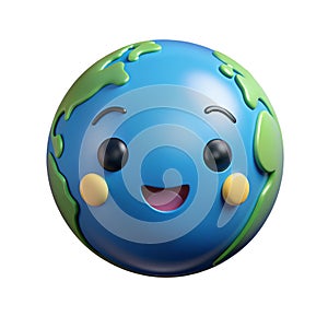 3D globe cartoon with bright smile Waiting for everyone to love