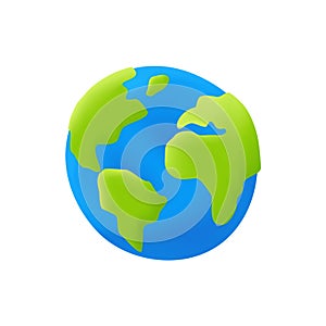 3d Globe cartoon vector icon. Concept for planet earth. Save, environment, world icon