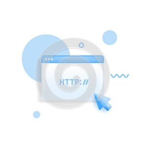 3D Globe hyperlink icon. Search http site sign. Web hosting technology. Browser search website page. Trendy and modern vector in