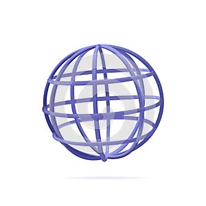 3D globe icon. Planet map globe 3D icons. Vector earth symbol for web, world globus pictograms, traveler wide geography