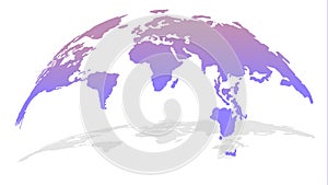 3D Globe Map in New Trendy Design and Purple Color with Shadow