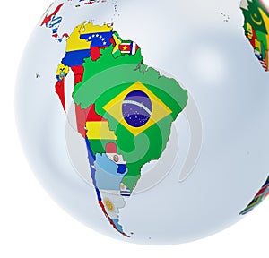 3D globe with national flags