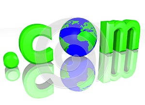 3D globe with text dot com green