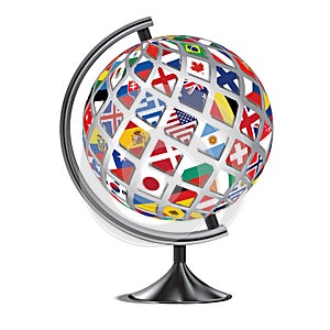 3D Globe World Countries Flag Style Globe Vector Symbol Background Illustration_1