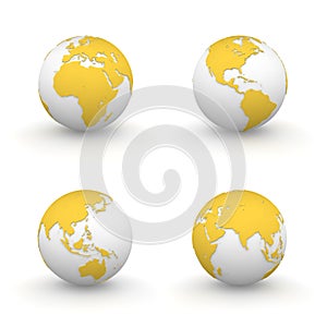 3D Globes in Orange/Yellow