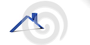 3D glossy blue roof house logo on white background