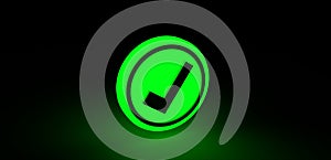 3D glowing green success icon