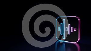 3d glowing neon symbol of icon of voice memos app isolated on black background