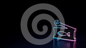 3d glowing neon symbol of symbol of sardelle isolated on black background