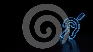 3d glowing wireframe symbol of symbol of deaf isolated on black background