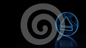 3d glowing wireframe symbol of symbol of eject  isolated on black background