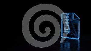 3d glowing wireframe symbol of symbol of file archive isolated on black background