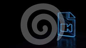 3d glowing wireframe symbol of symbol of file video isolated on black background