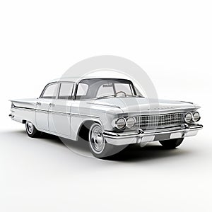 3d Gmc Classic Car On White Background With Atomic Era Style