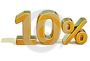 3d Gold 10 Ten Percent Discount Sign