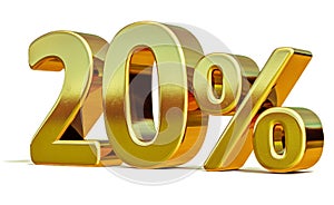 3d Gold 20 Twenty Percent Discount Sign