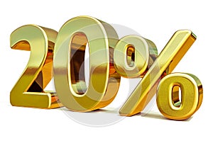 3d Gold 20 Twenty Percent Discount Sign