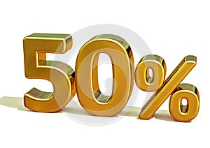 3d Gold 50 Percent Sign