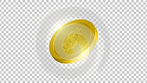 3D Gold Coin, Dollar Coin, Vector Coins with Dollar Signs