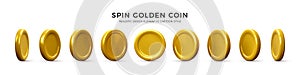 3d gold coin. Realistic gold coin on white background
