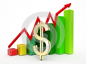 3d gold dollar sign statistics