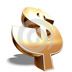 3D Gold Dollar Symbol