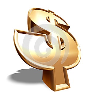 3D Gold Dollar Symbol