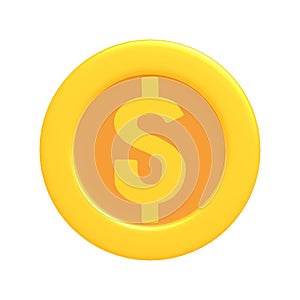 3d gold game coin with dollar sign