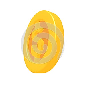 3d gold game coin with dollar sign