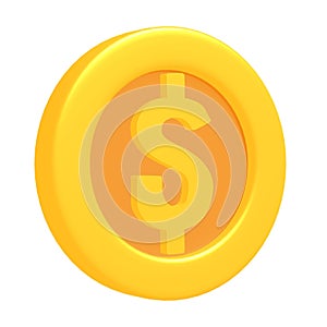 3d gold game coin with dollar sign