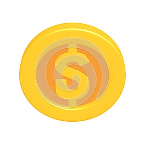 3d gold game coin with dollar sign