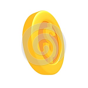 3d gold game coin with dollar sign