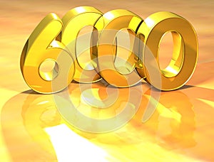 3D Gold Ranking Number 6000 on white background.