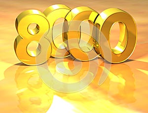 3D Gold Ranking Number 8000 on white background.