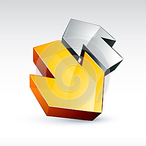 3D gold and silver arrows