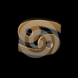 3d Gold Symbols of zodiac sign Cancer