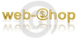 3D gold web-shop text