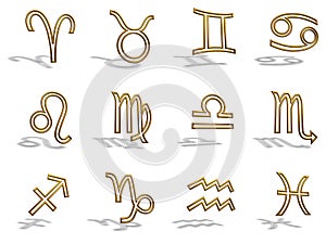 3D Gold Zodiac Sign