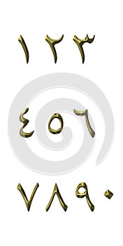 3D Golden Arabic Numbers