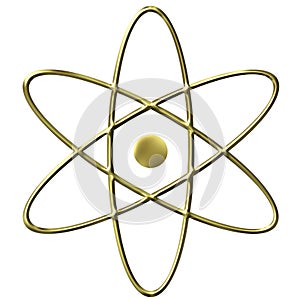 3D Golden Atom Symbol