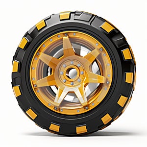 3d Golden And Black Tire Wheel Design - Radical Inventions Style