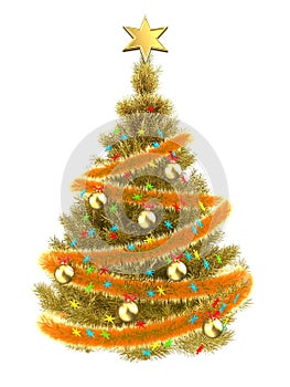 3d golden Christmas tree