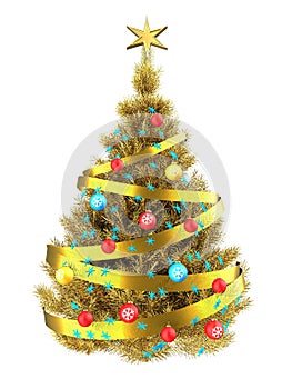 3d golden Christmas tree