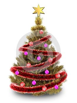 3d golden Christmas tree