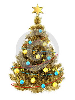 3d golden Christmas tree