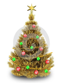 3d golden Christmas tree