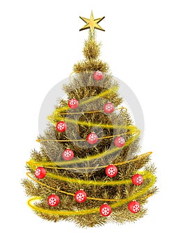 3d golden Christmas tree